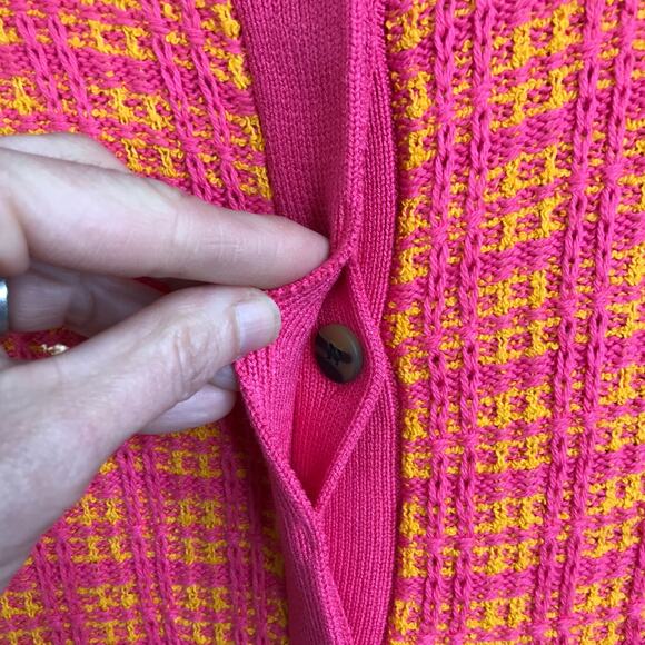 Free Assembly Sweater Dress Women's M Pink Orange Short Sleeve Woven V-Neck - Picture 5 of 14